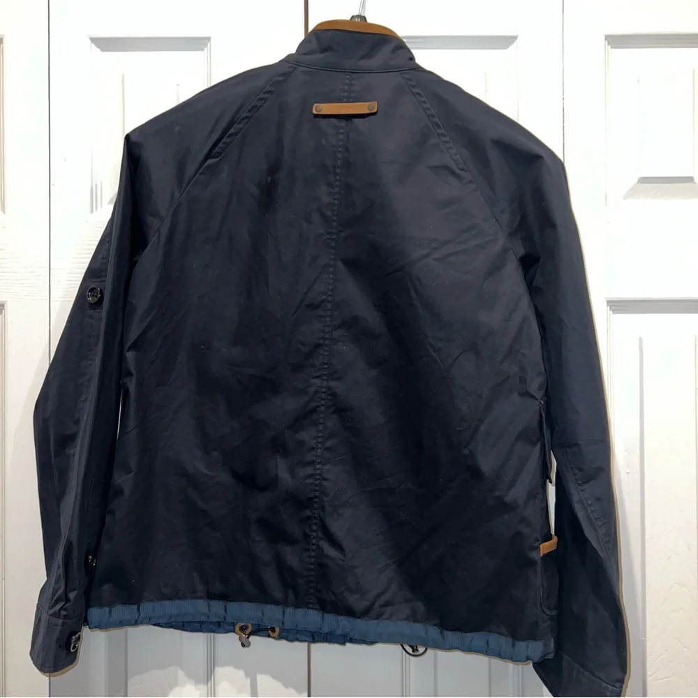 Coach New York Navy Rain Jacket with genuine leather trimming | women’s small - Picture 2 of 10